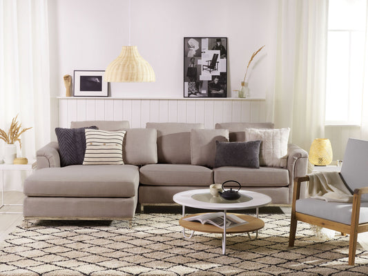 4-Sitzer Ecksofa beige rechtsseitig OSLO