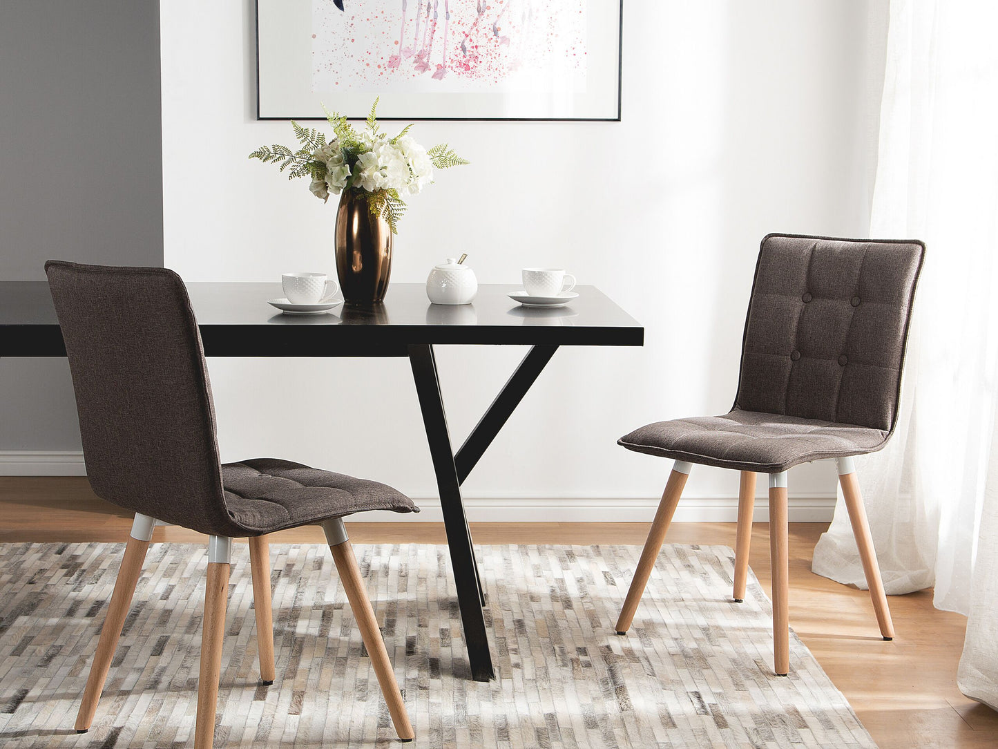 Esszimmerstuhl Polsterbezug hellbraun 2er Set BROOKLYN