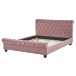 Bett mit Lattenrost Samtstoff AVALLON 160 x 200 cm Rosa