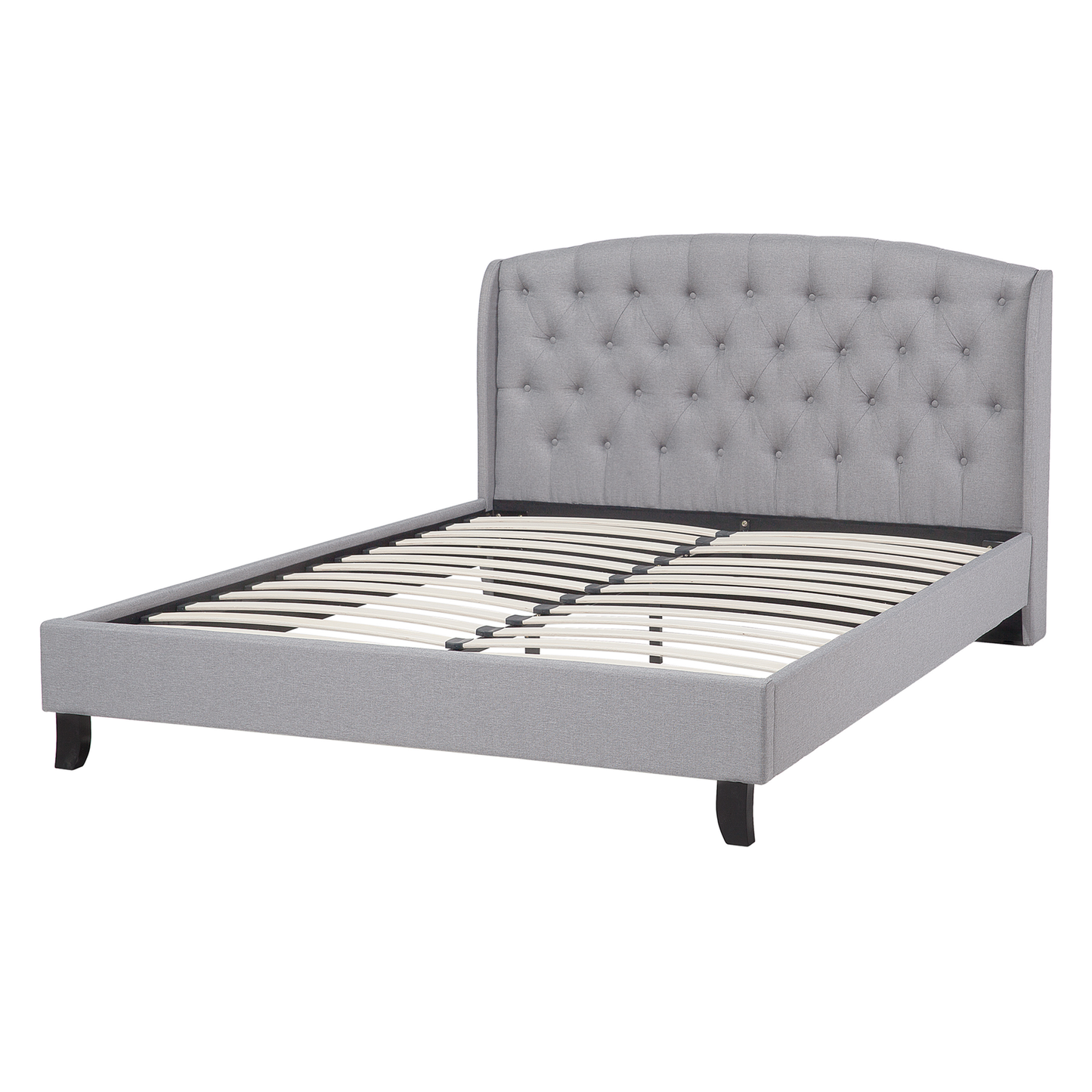 Bett mit Lattenrost Stoff BORDEAUX 140 x 200 cm Hellgrau