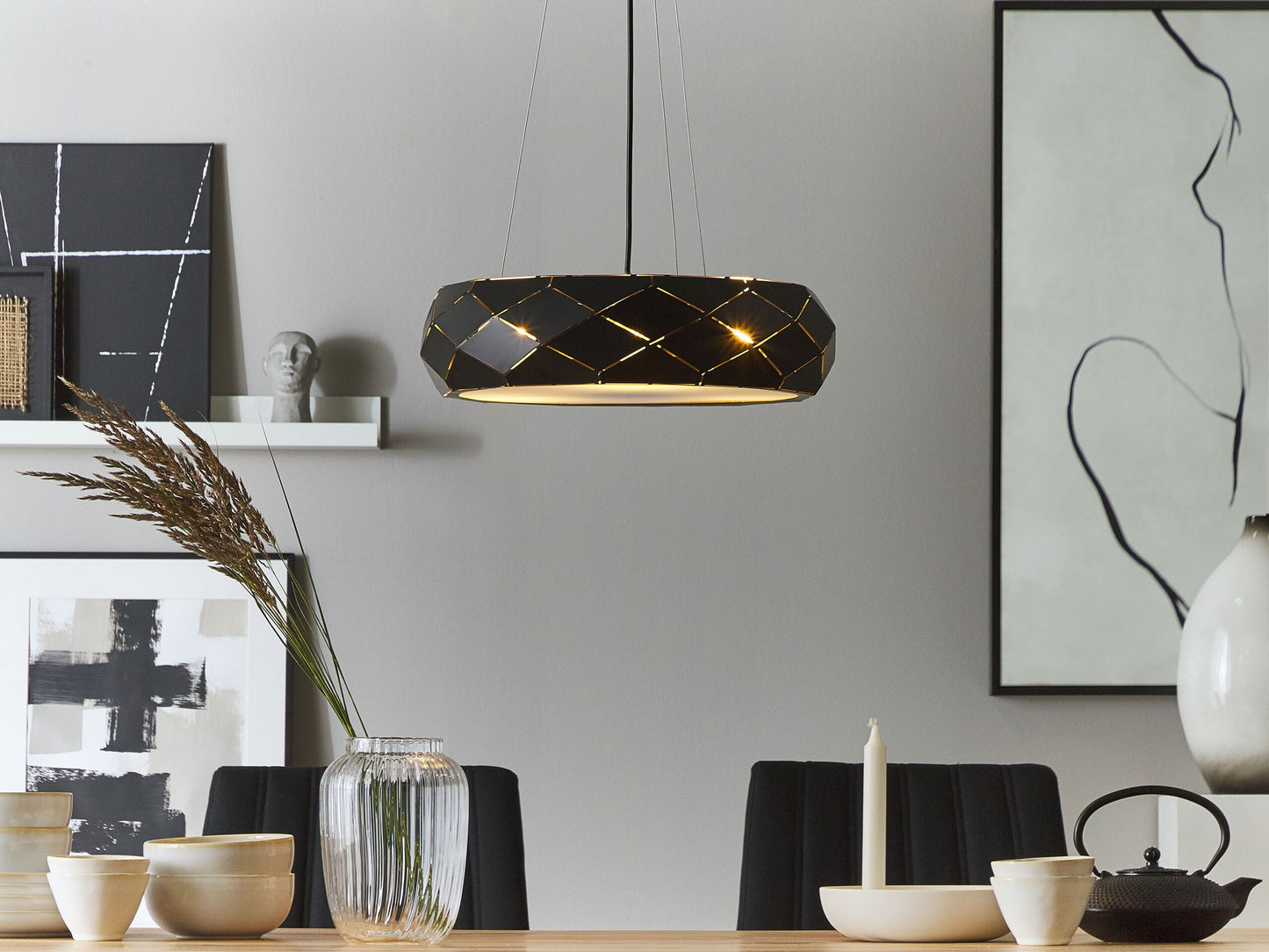 Hängelampe schwarz 3-flammig geometrisch CESANO