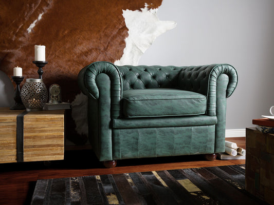 Sessel CHESTERFIELD Kunstleder Grün