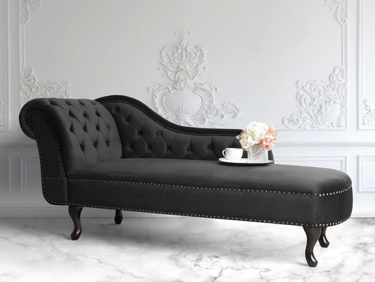 Chaiselongue Samtstoff schwarz linksseitig NIMES