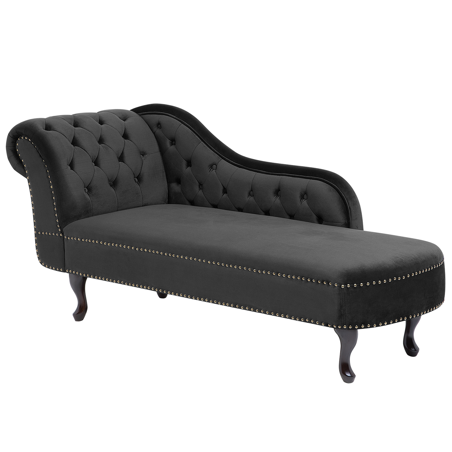 Chaiselongue Samtstoff schwarz linksseitig NIMES