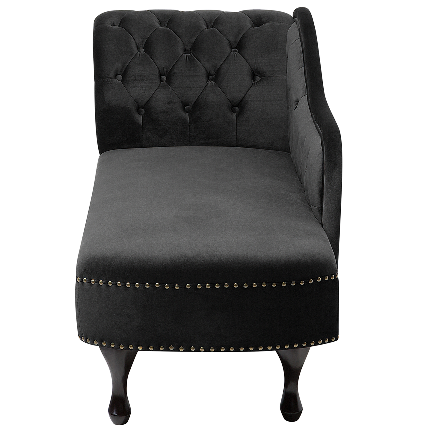 Chaiselongue Samtstoff schwarz linksseitig NIMES