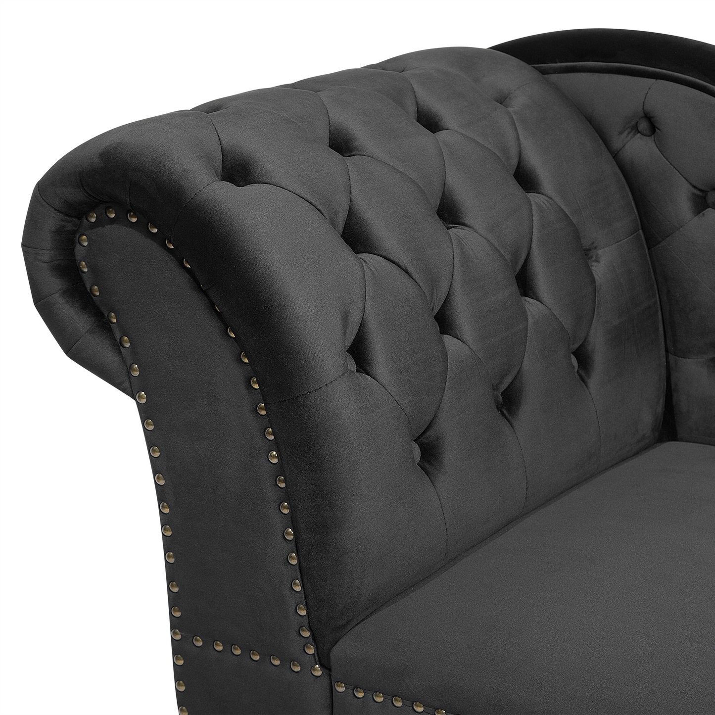 Chaiselongue Samtstoff schwarz linksseitig NIMES