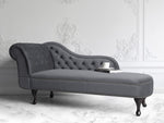 Chaiselongue Samtstoff grau linksseitig NIMES