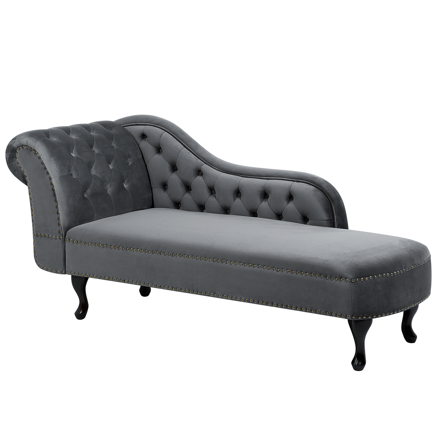 Chaiselongue Samtstoff grau linksseitig NIMES