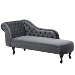 Chaiselongue Samtstoff grau linksseitig NIMES