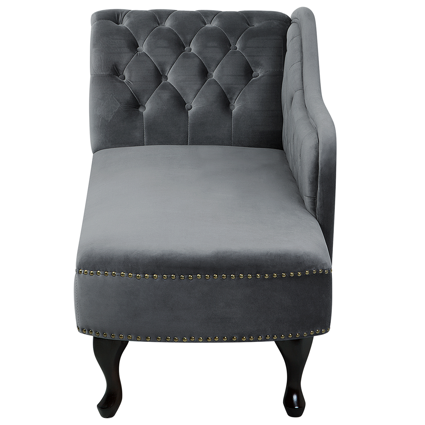 Chaiselongue Samtstoff grau linksseitig NIMES