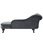 Chaiselongue Samtstoff grau linksseitig NIMES