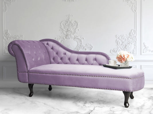 Chaiselongue Samtstoff violett linksseitig NIMES