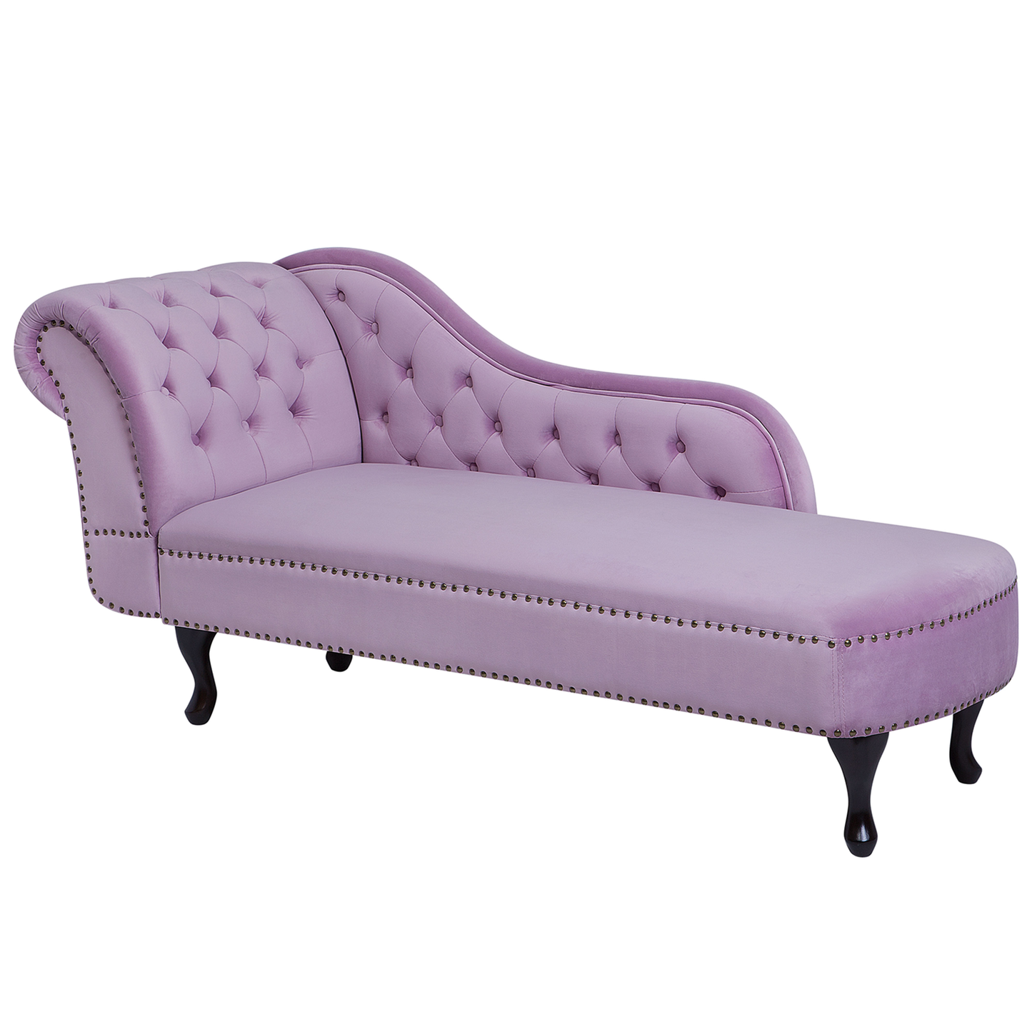 Chaiselongue Samtstoff violett linksseitig NIMES