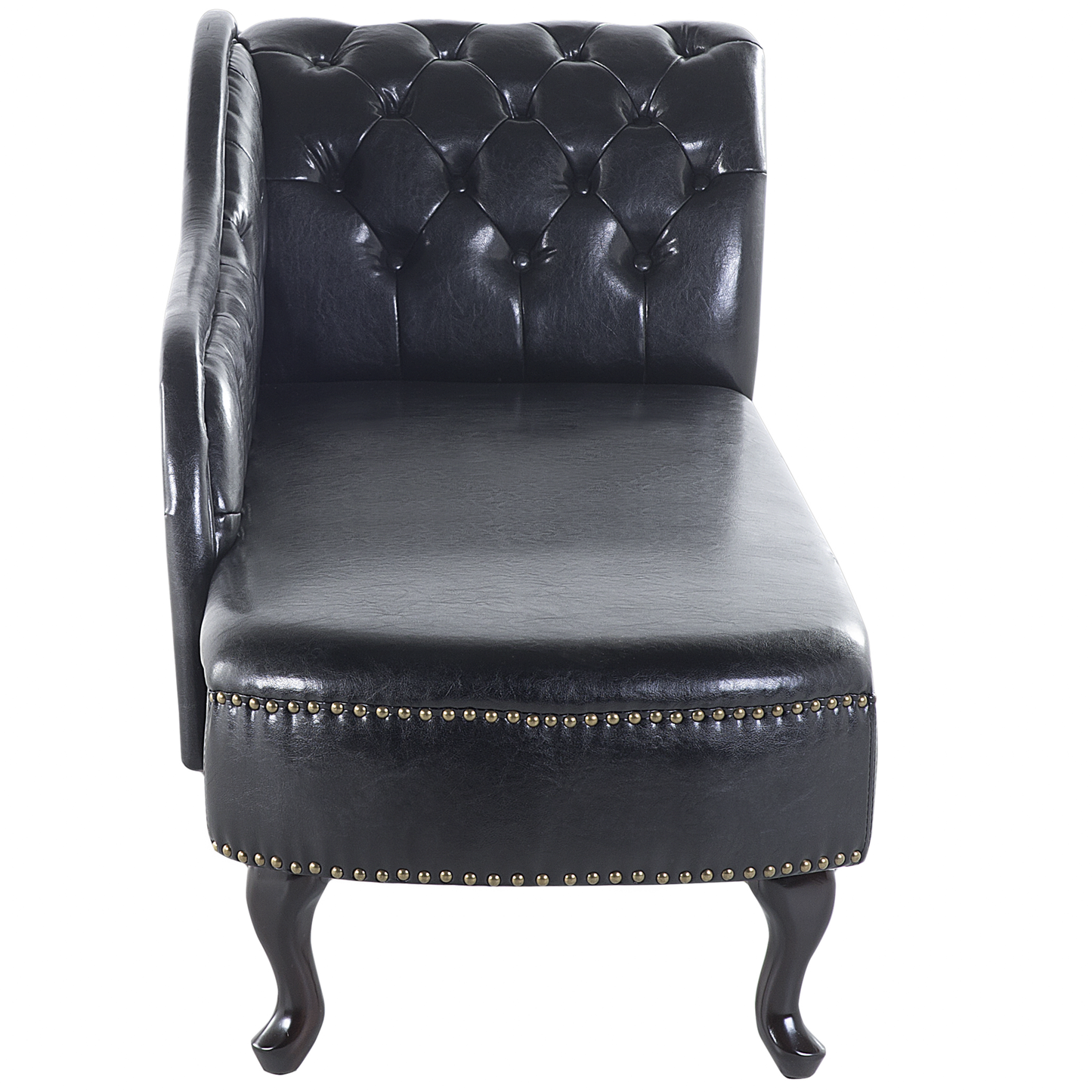 Chaiselongue Kunstleder schwarz glänzend rechtsseitig NIMES