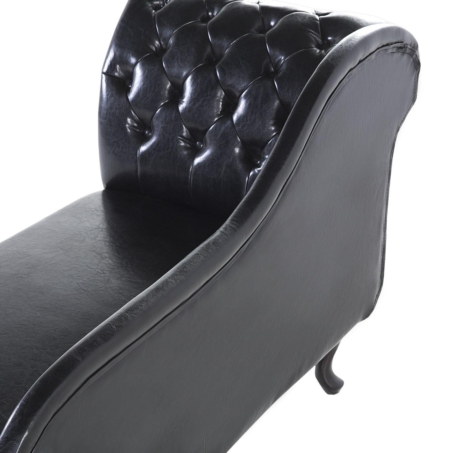 Chaiselongue Kunstleder schwarz glänzend rechtsseitig NIMES