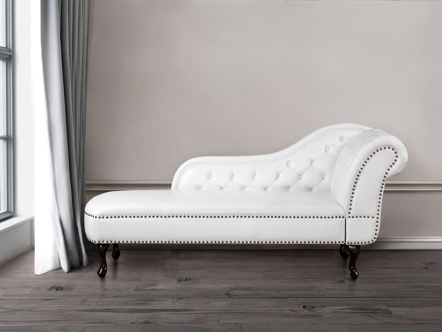 Chaiselongue Kunstleder weiss glänzend rechtsseitig NIMES