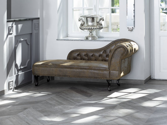 Chaiselongue Kunstwildleder braun rechtsseitig NIMES