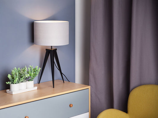 Tischlampe hellgrau 55 cm Trommelform STILETTO