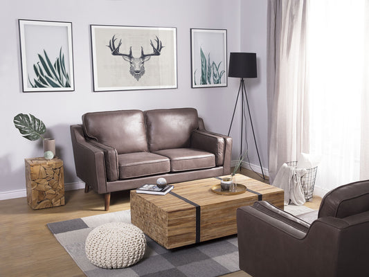 2-Sitzer Sofa Kunstleder braun LOKKA