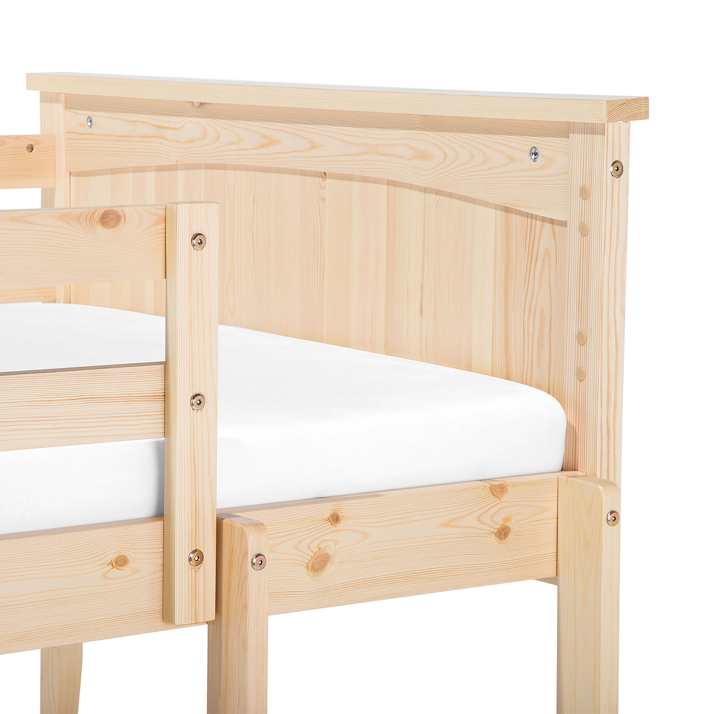 Hochbett Kiefernholz ALBON 90 x 200 cm Hellbraun