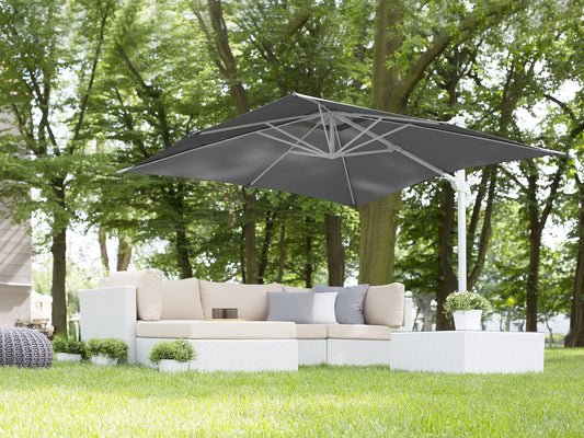 Ampelschirm 250 x 250 x 235 cm dunkelgrau / weiss MONZA