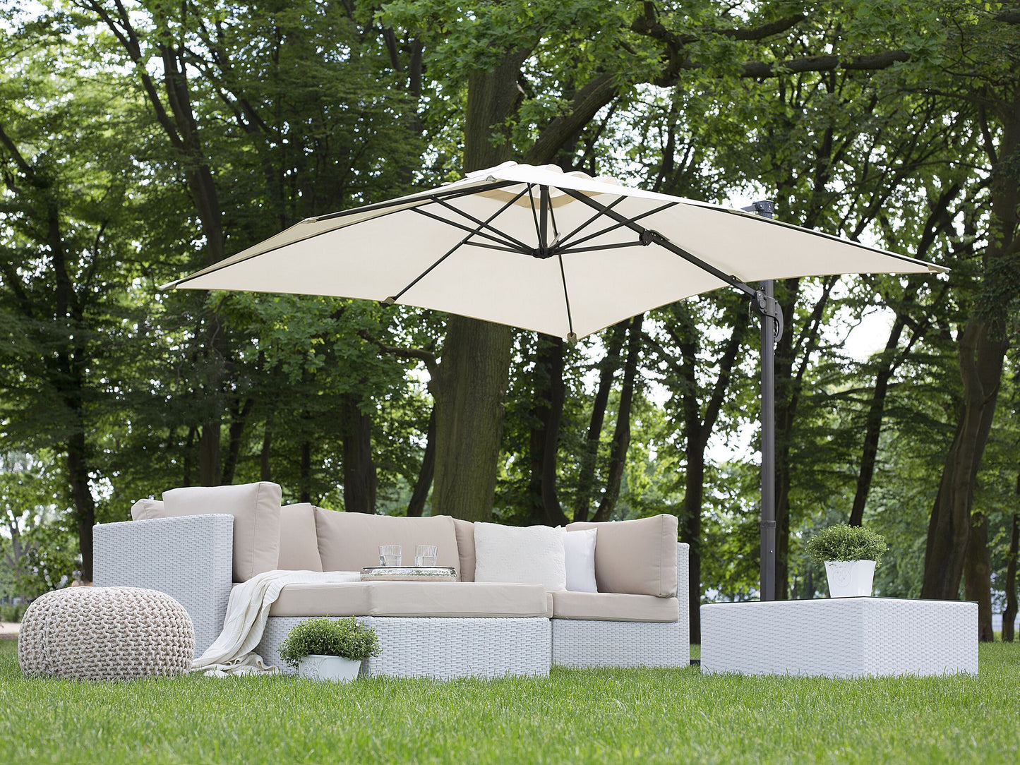 Ampelschirm 250 x 250 x 235 cm helles beige / dunkelgrau MONZA