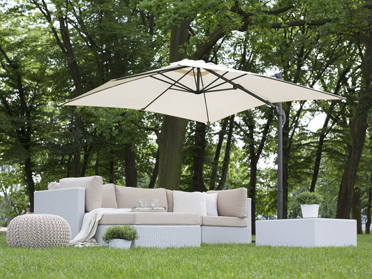 Ampelschirm 250 x 250 x 235 cm helles beige / dunkelgrau MONZA