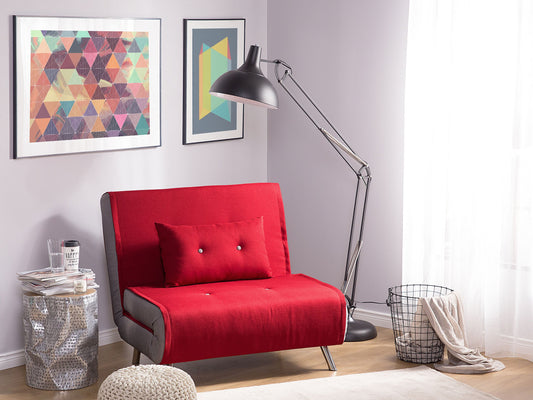1-Sitzer Schlafsofa rot / silber FARRIS