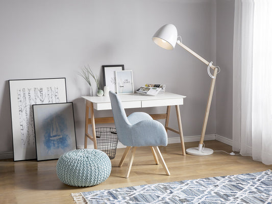 Stehlampe HETTON verstellbar Holz Weiss