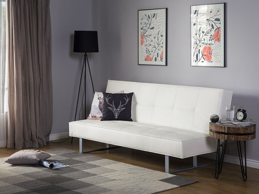 3-Sitzer Schlafsofa Kunstleder weiss 189 cm DERBY
