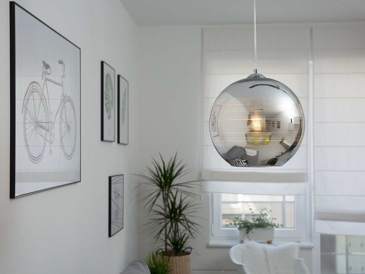 Hängelampe Glas silber Kugelform ASARO