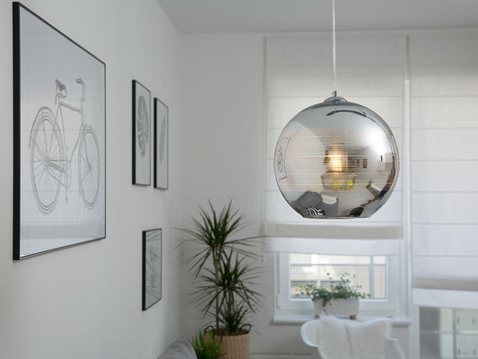 Hängelampe Glas silber Kugelform ASARO
