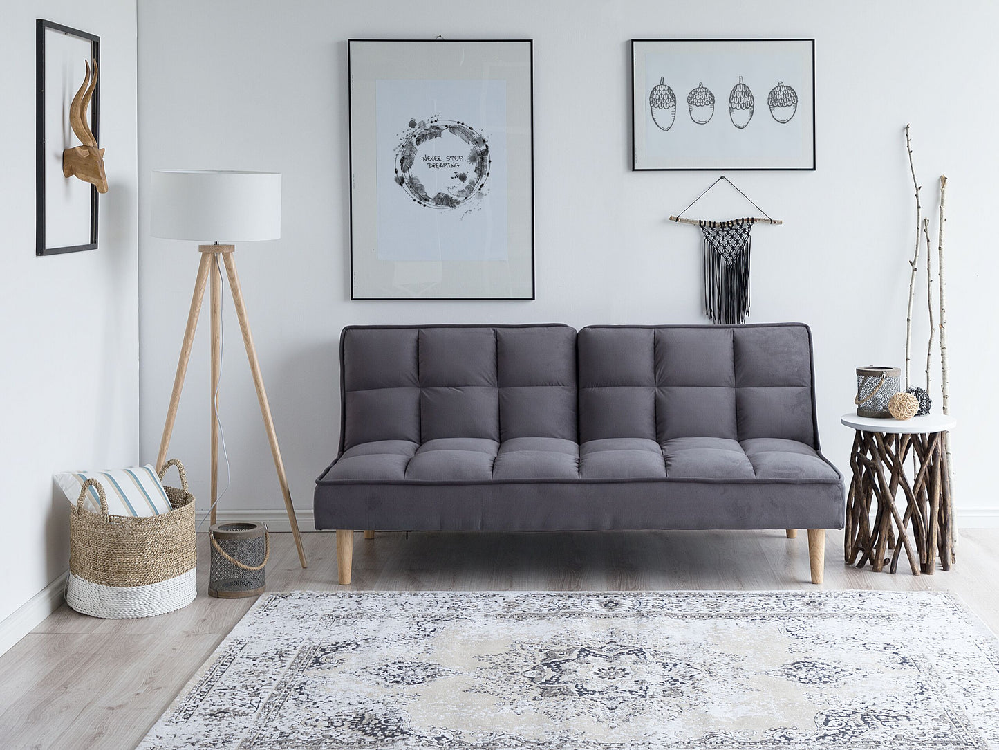 3-Sitzer Schlafsofa Stoff dunkelgrau SILJAN