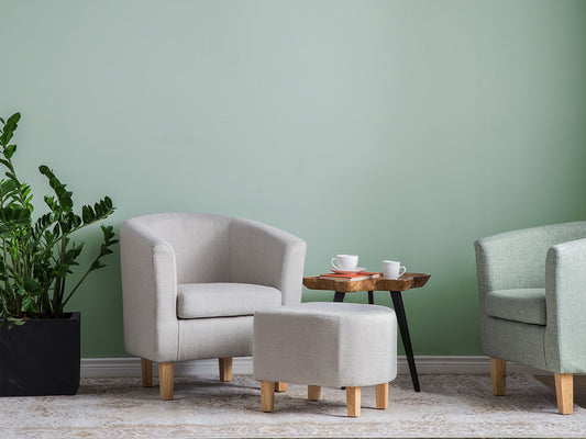 Sessel HOLDEN mit Fussstütze Stoff Hellgrau