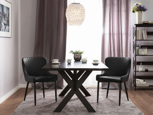 Esszimmerstuhl 2er Set SOLANO Kunstleder Schwarz