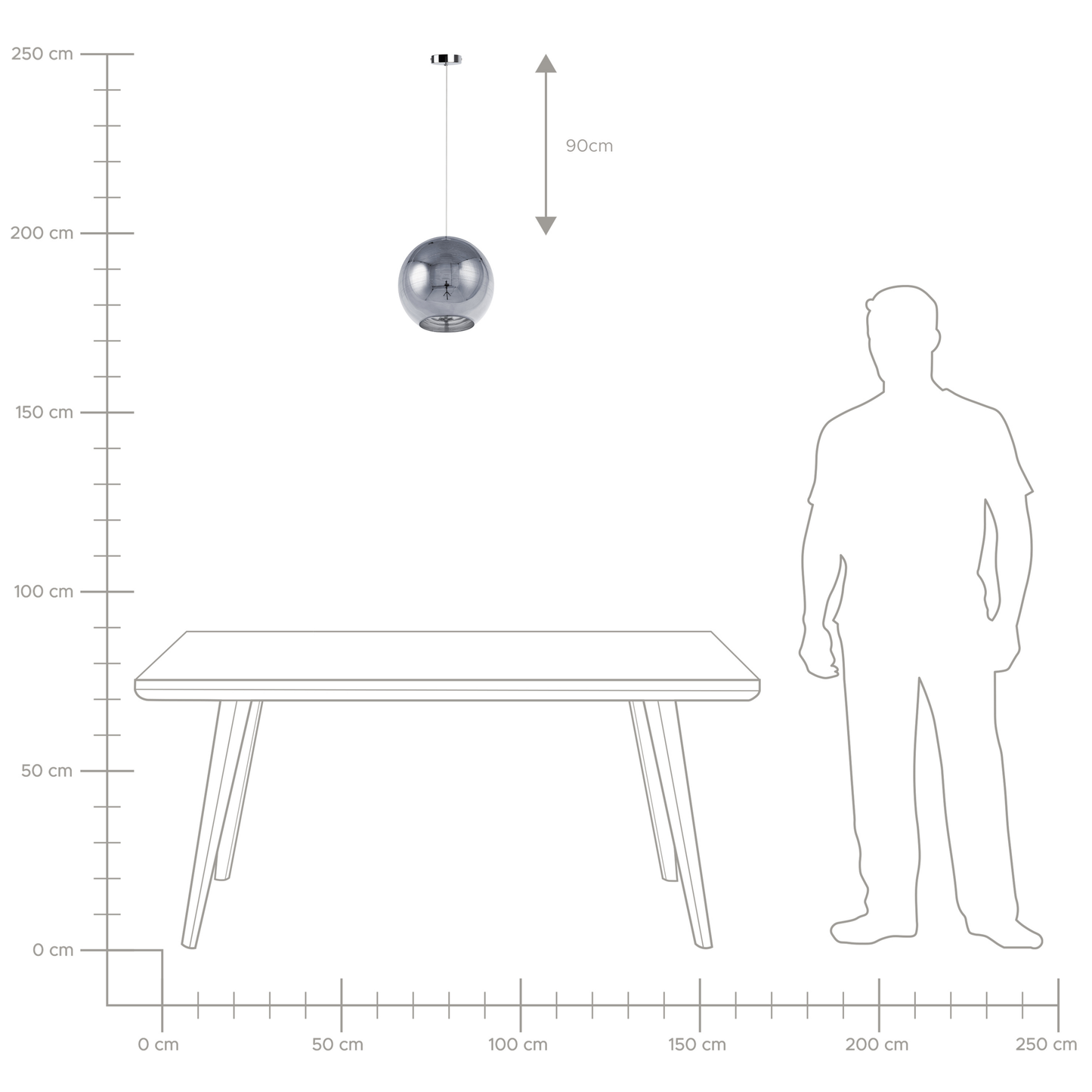 Hängelampe Glas silber Kugelform ASARO