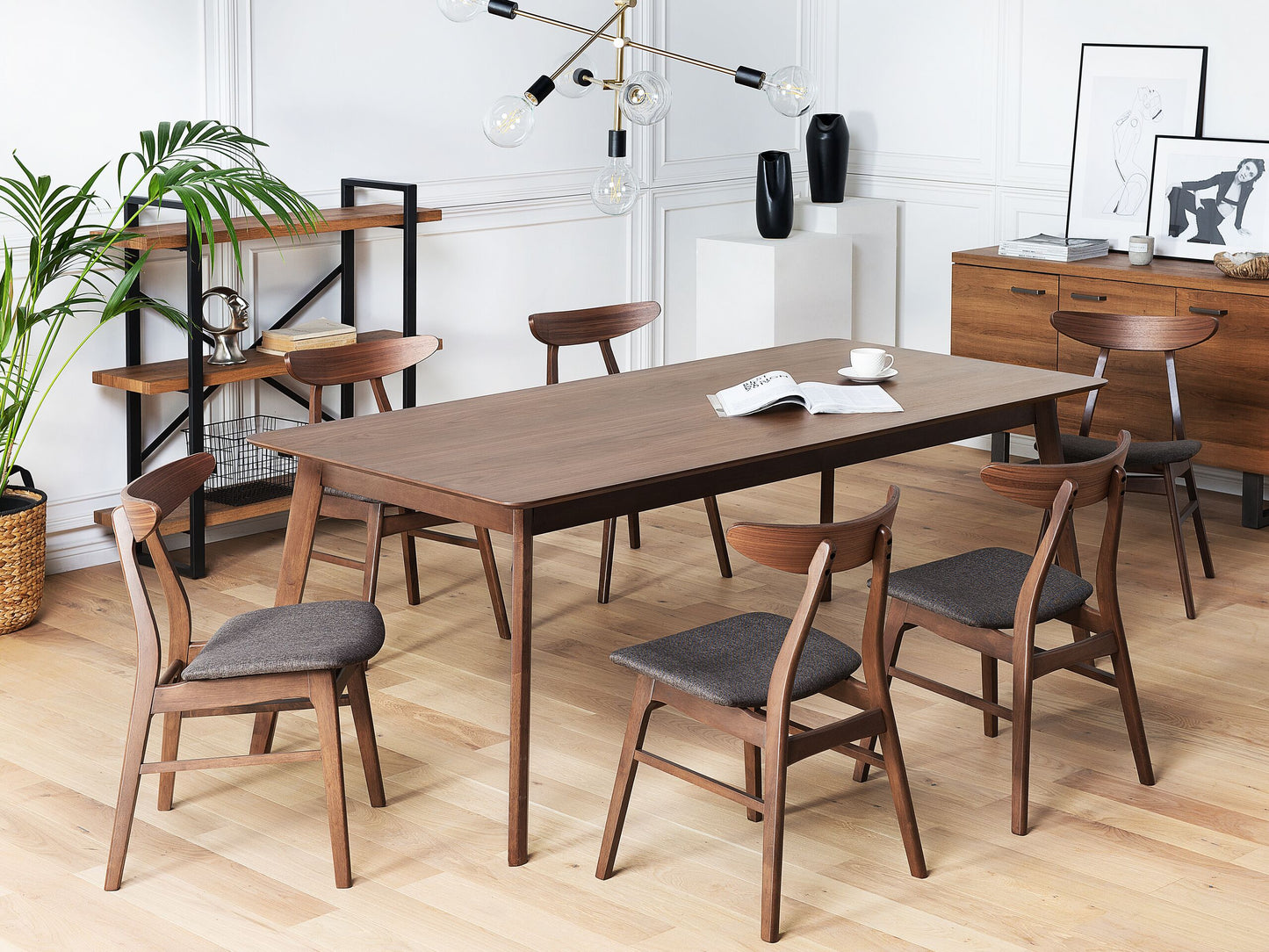 Esszimmerstuhl 2er Set LYNN Holz Dunkelgrau