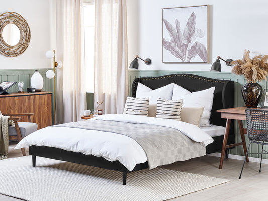 Bett mit Lattenrost Stoff COLMAR 180 x 200 cm Schwarz
