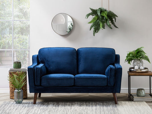 2-Sitzer Sofa Samtstoff dunkelblau LOKKA