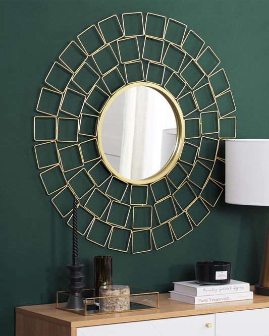 Wandspiegel LABRIT 90 cm 90 cm Metall Gold