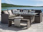 Lounge Set mit Tisch 8-Sitzer VITERBO inkl. Kissen Polyrattan Grau