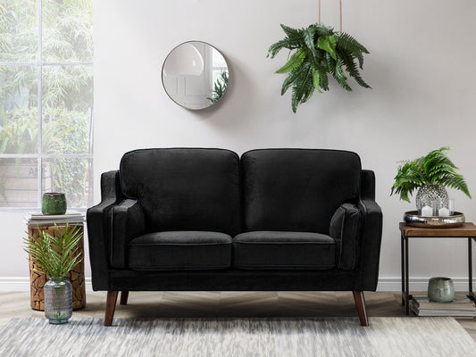 2-Sitzer Sofa Samtstoff schwarz LOKKA