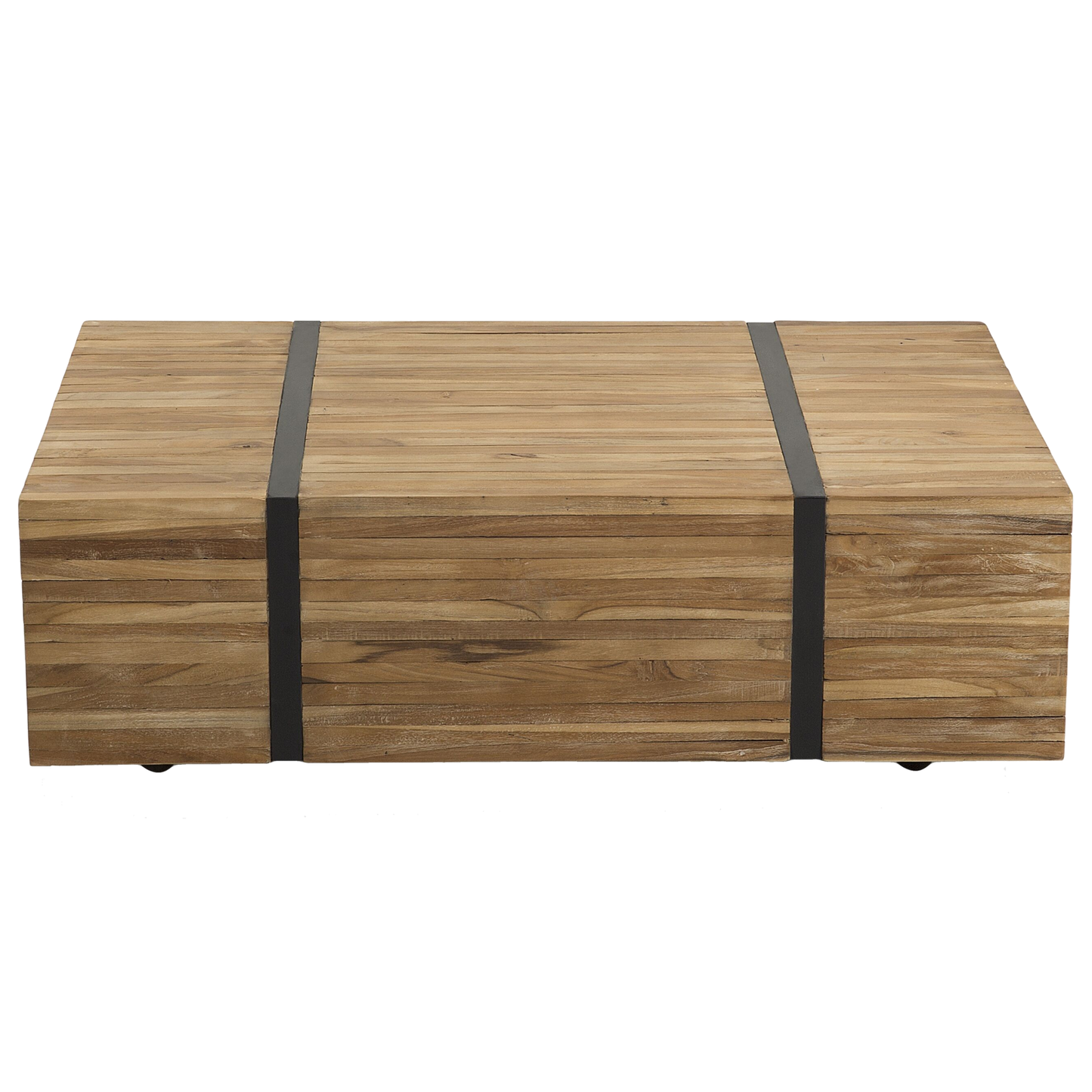 Couchtisch Teakholz hellbraun rechteckig 69 x 110 cm rollbar GANDER