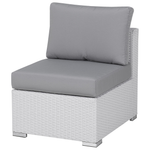 Lounge Set mit Tisch 8-Sitzer XXL rechtsseitig modular Polyrattan Weiss