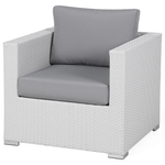 Lounge Set mit Tisch 8-Sitzer XXL rechtsseitig modular Polyrattan Weiss