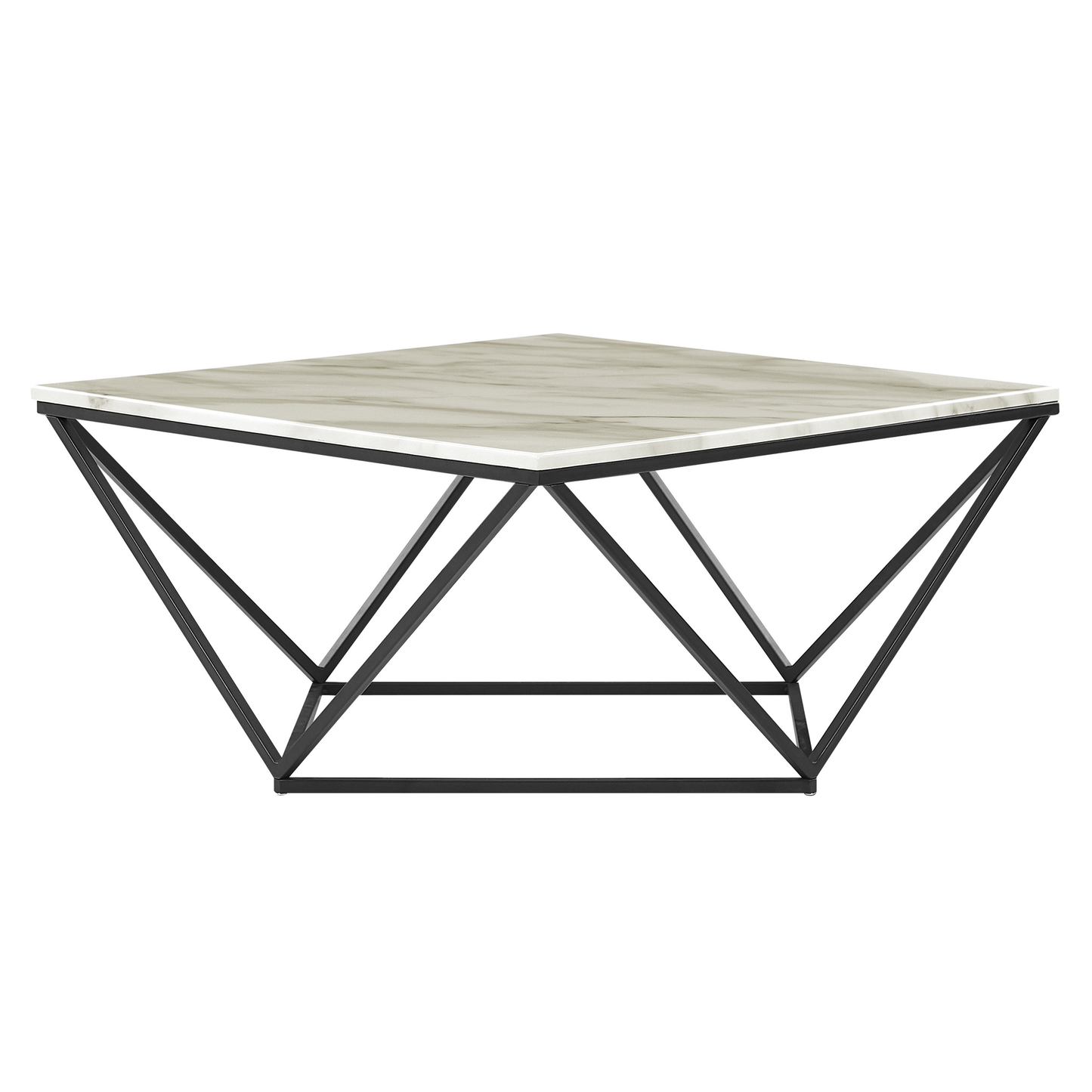 Couchtisch Marmor Optik beige / schwarz quadratisch 80 x 80 cm MALIBU