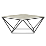 Couchtisch Marmor Optik beige / schwarz quadratisch 80 x 80 cm MALIBU