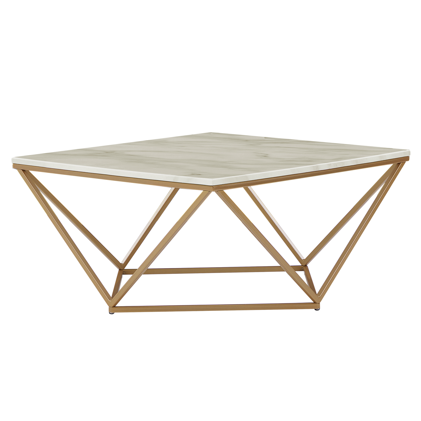 Couchtisch Marmor Optik beige / gold quadratisch 80 x 80 cm MALIBU