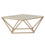 Couchtisch Marmor Optik beige / gold quadratisch 80 x 80 cm MALIBU