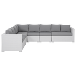 Lounge Set mit Tisch 8-Sitzer XXL rechtsseitig modular Polyrattan Weiss